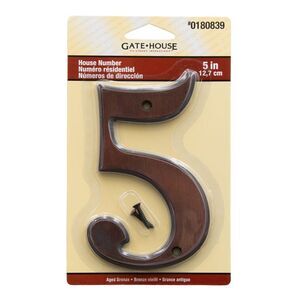 Gatehouse Number 5 Aged Bronze 5-inch House Number Plaque, 0180839